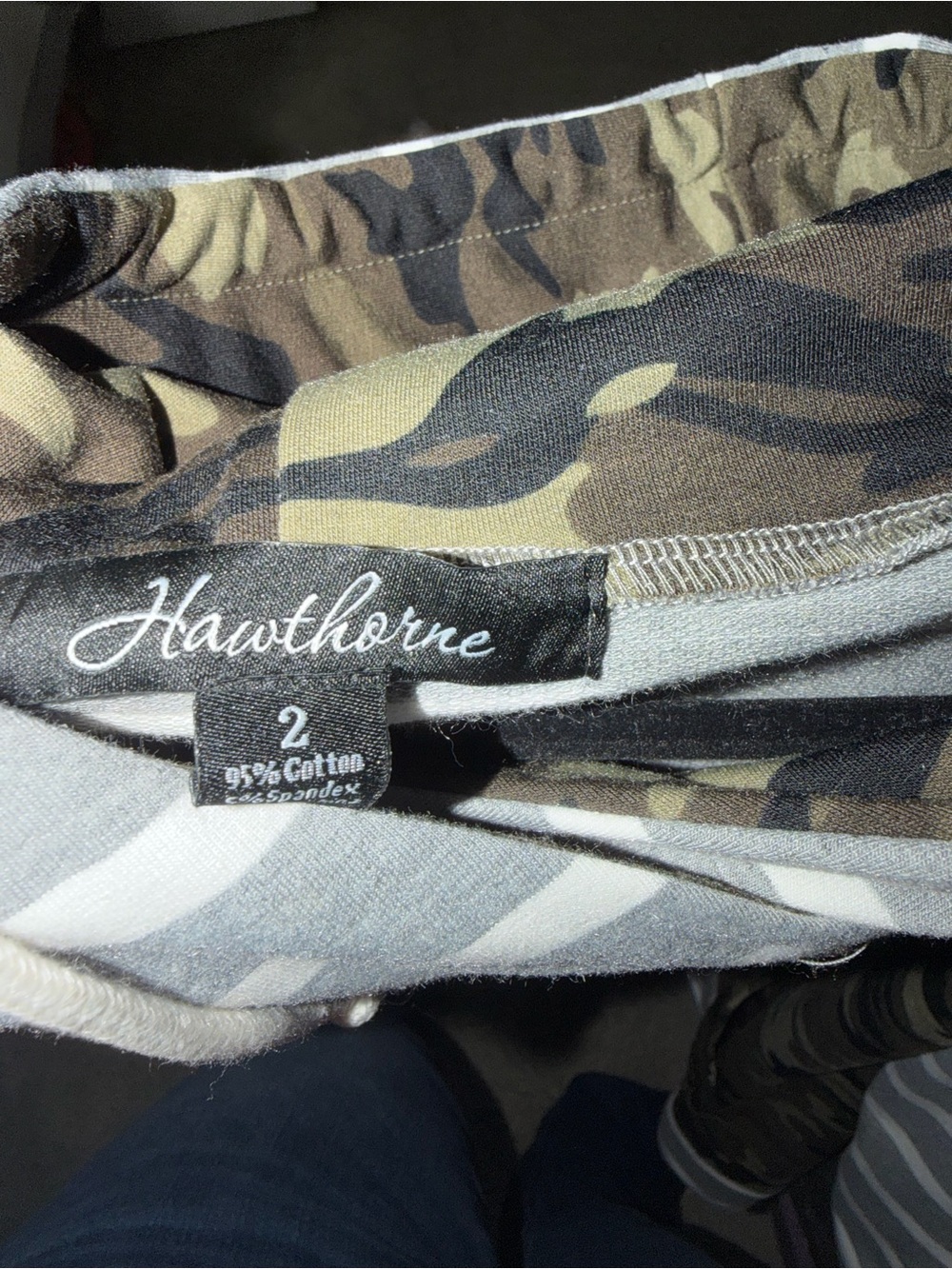 Camo Print Pullover Hoodie with Gray Striped Sleeves - Picture 2 of 2